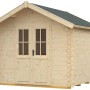 Skan Holz Gartenhaus Palma 3, naturbelassen, 250x300 cm. Holzhaus mit Doppeltür und Satteldach.
