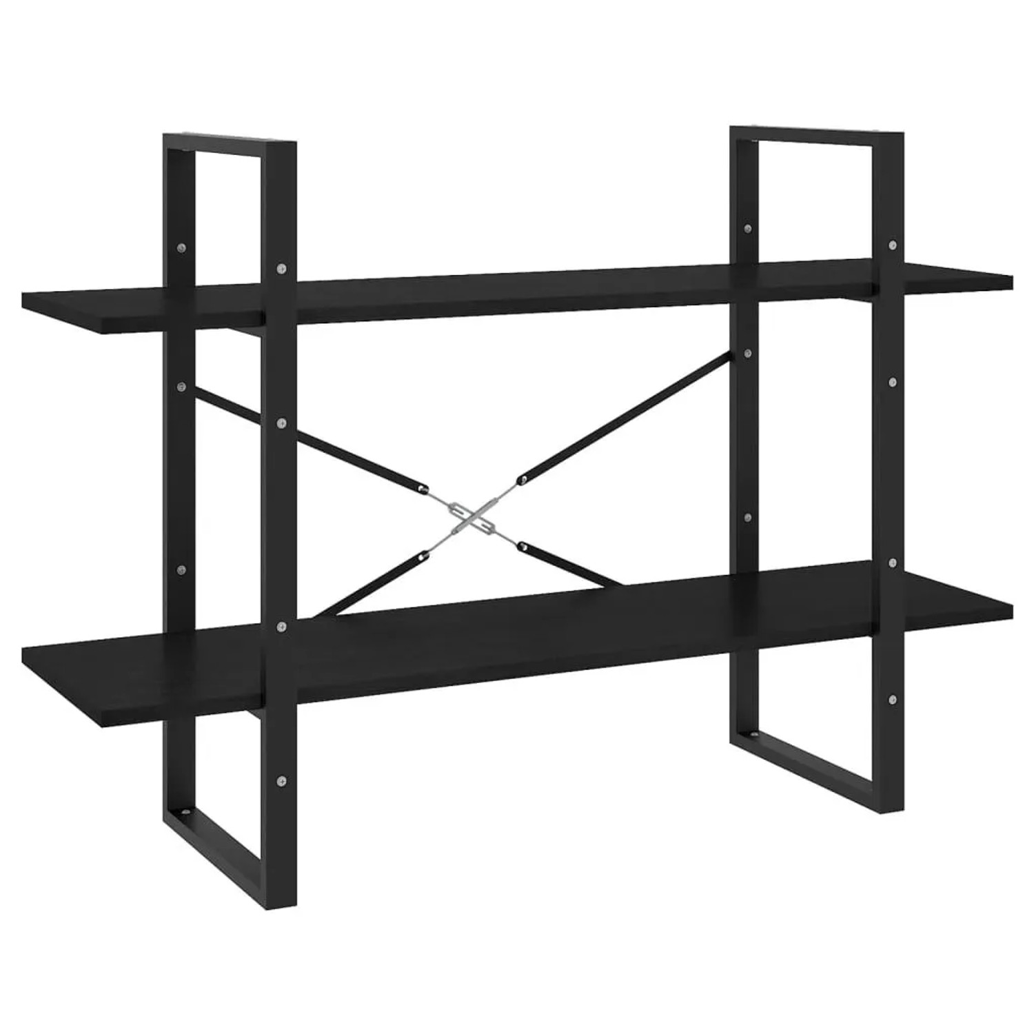 vidaXL Bücherregal 2 Böden Schwarz 100x30x70 cm Massivholz Kiefer 806476 günstig online kaufen