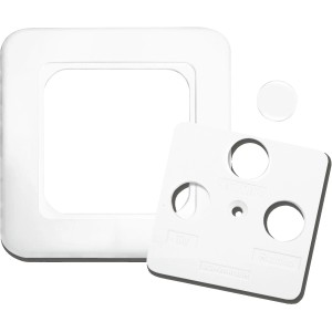 Schwaiger Abdeckrahmen Set für Antennendosen, weiß, mit Abdeckplatte und Schraube.