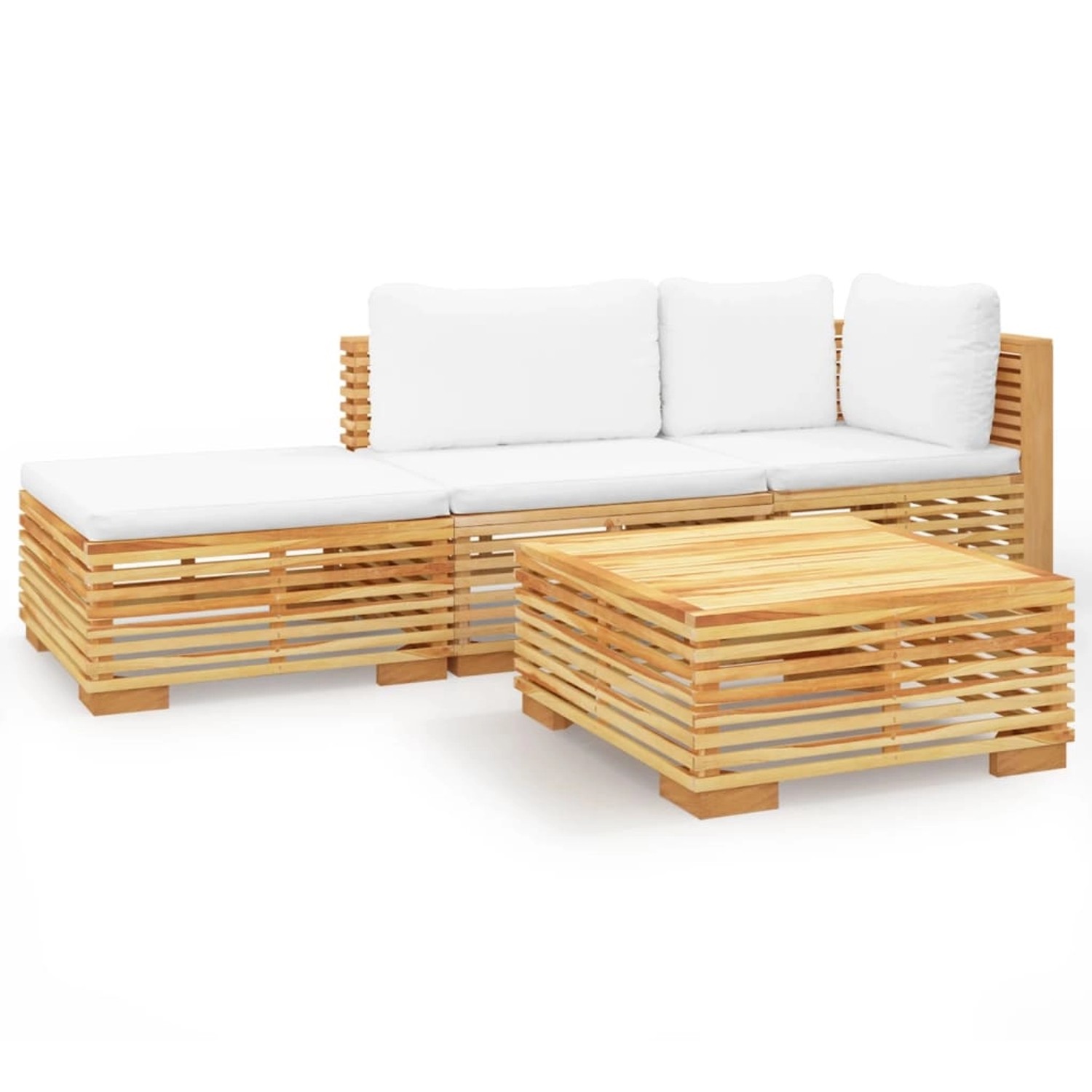 vidaXL 4-tlg Garten-Lounge-Set mit Kissen Massivholz Teak Modell 5 günstig online kaufen