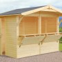 Palmako Marktstand Stella, 273x190 cm, unbehandeltes Holz mit ausklappbarer Theke und Tür.