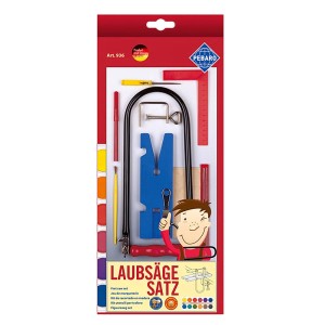 Pebaro Laubsäge-Set, 17-teilig mit Malkasten, inkl. Laubsäge, Tischchen, Zwinge, Winkel, Farben und Zubehör.