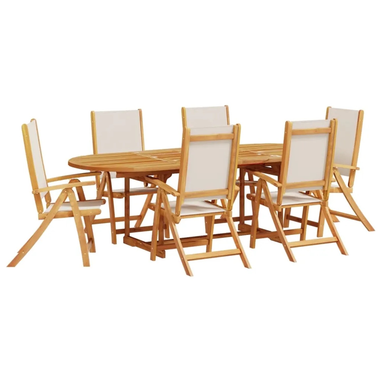 vidaXL 7-Tlg Garten-Essgruppe Massivholz Akazie und Textilene 3279290