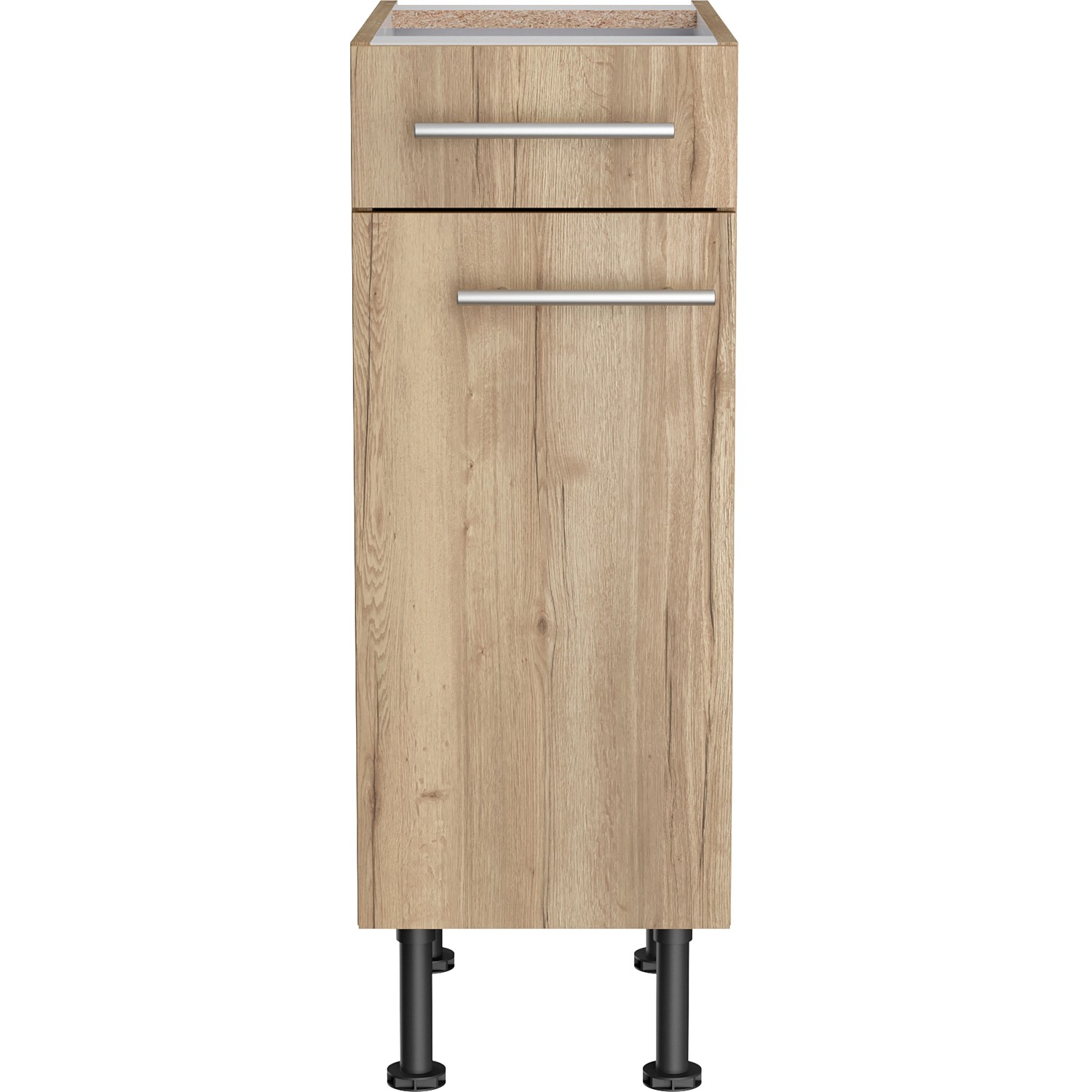 Optifit Unterschrank Erik290 in Wildeiche, 30 cm breit, mit Schublade und Tür. Küchenunterschrank für Stauraum.