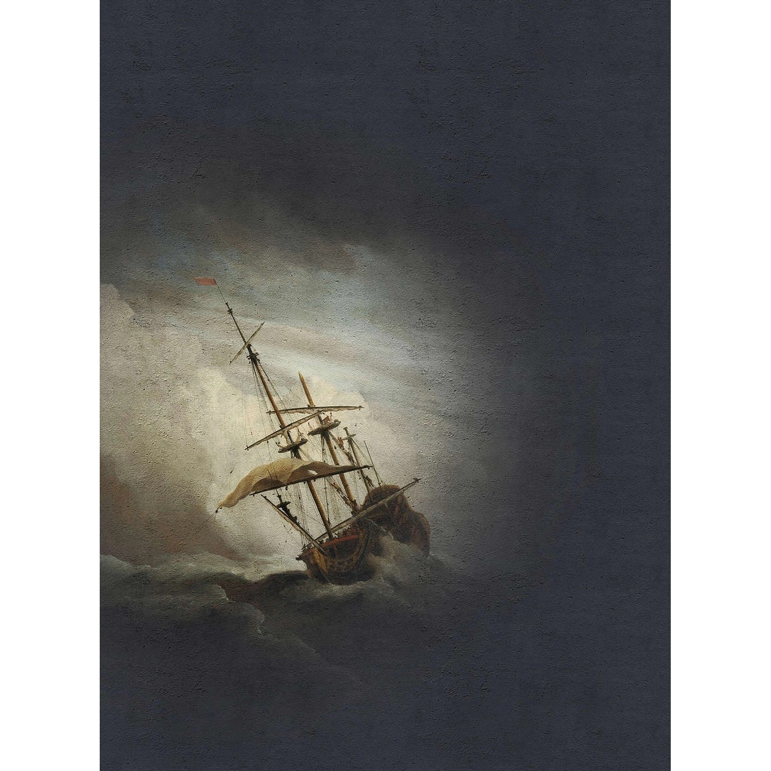 Fototapete Gemälde Schiff Sturm Meer Schwarz Blau 2,00 m x 2,70 m FSC® günstig online kaufen