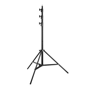 Schwarzes Walimex Pro Lampenstativ, höhenverstellbar, mit stabilem Dreibein für Studio und Foto.