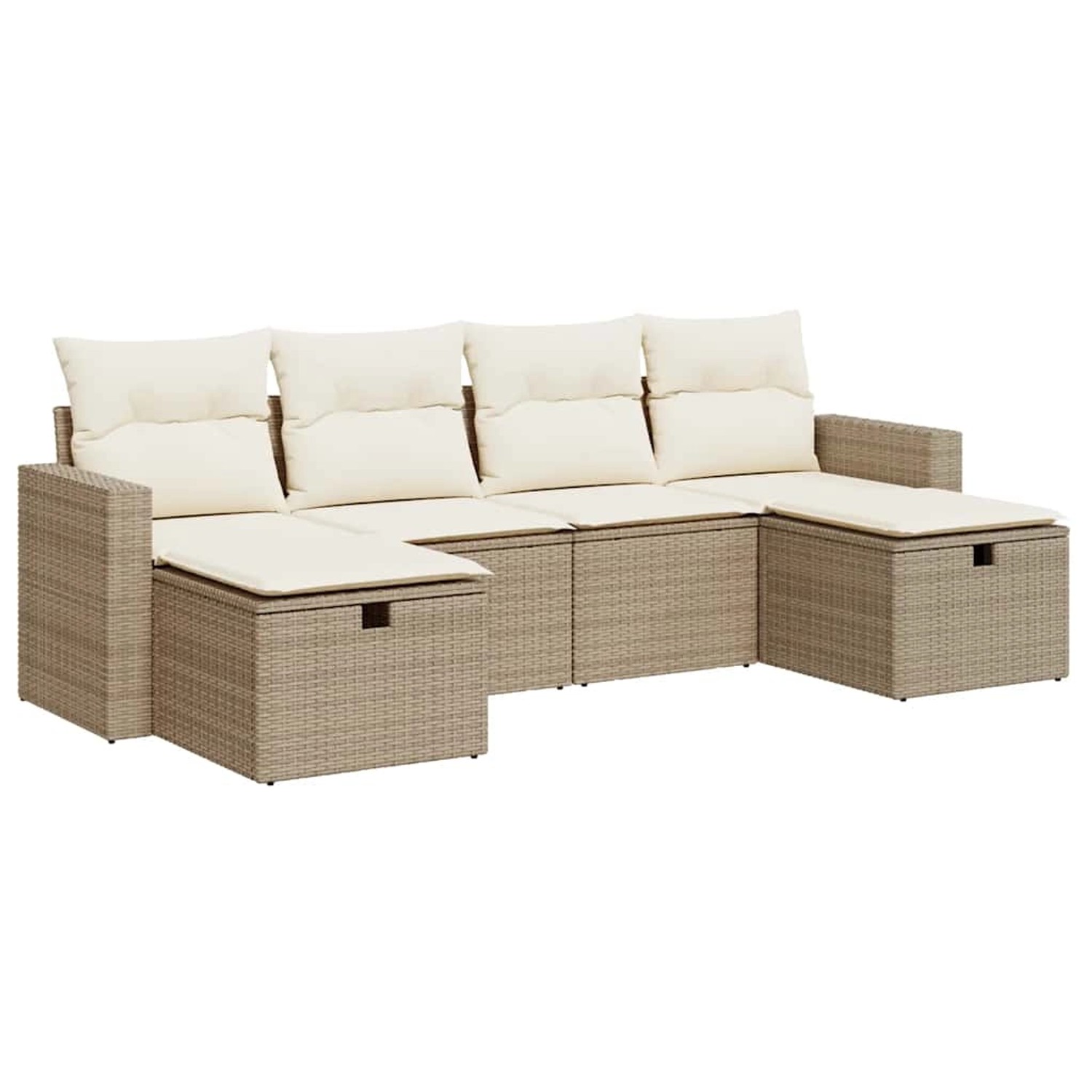 vidaXL 6-Tlg Garten-Sofagarnitur mit Kissen Beige Poly Rattan 3325424