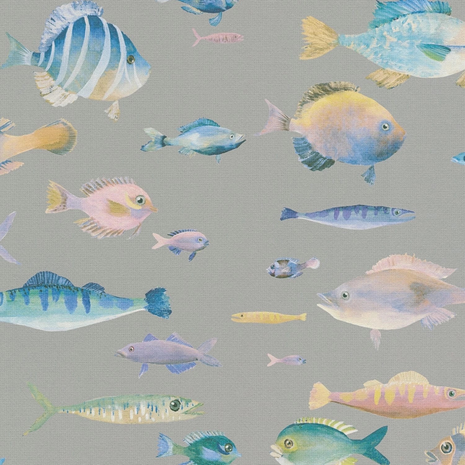 PROFHOME 396961-GU Kinder Tapete Tiermotiv Matt Grau Blau Gelb Rosa 0,53 m günstig online kaufen