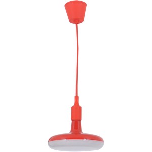 Rote Näve Pendelleuchte Ufo mit LED-Tellerlampe, modernes Design für Wohnräume.