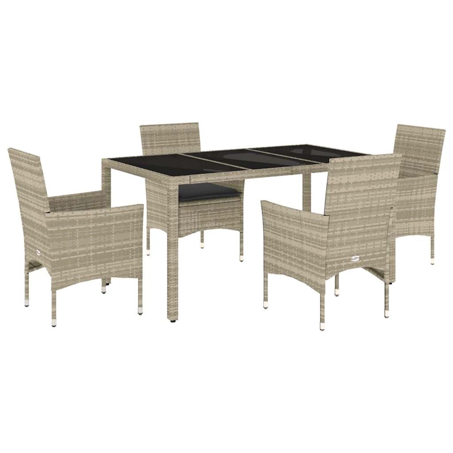 vidaXL 5-Tlg Garten-Essgruppe mit Kissen Hellgrau Poly Rattan Glas 3278575 günstig online kaufen
