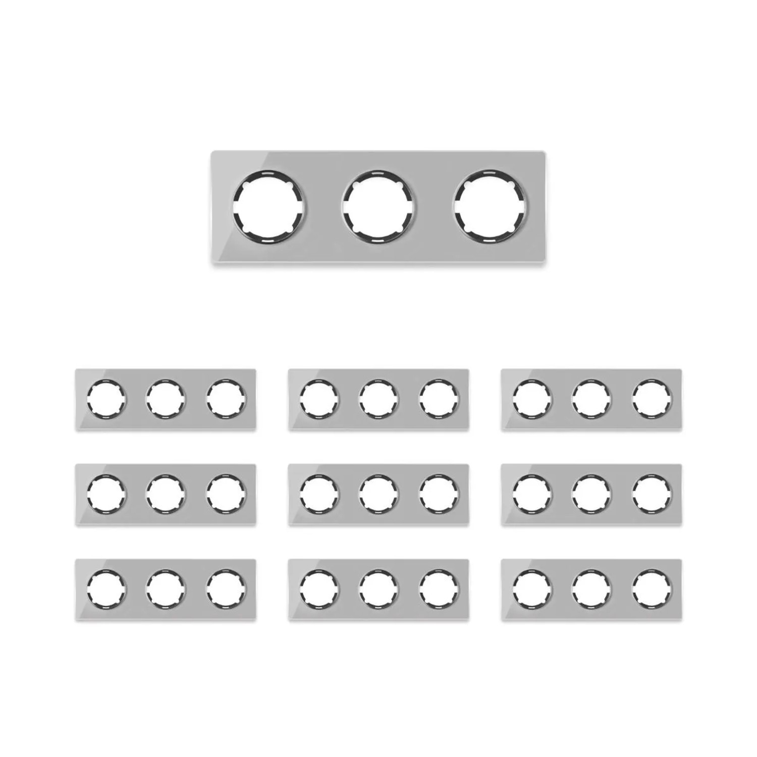 OneKeyElectro 10x Garda Glas Abdeckrahmen Set Abdeckrahmen 3fach Waagerecht Grau