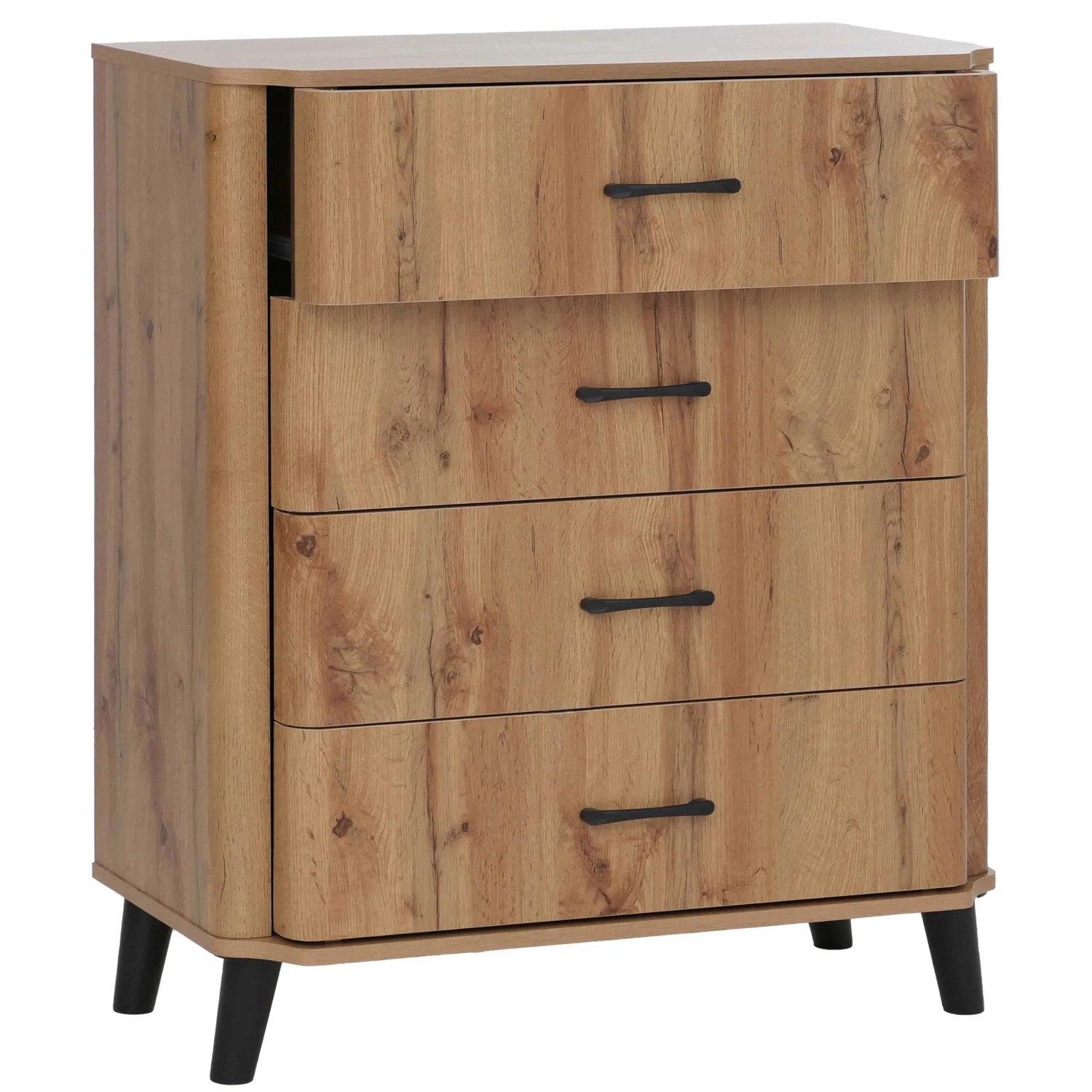MCW Kommode P42 4 Schubladen MDF 92x80x40cm Wotan-Eiche-Optik