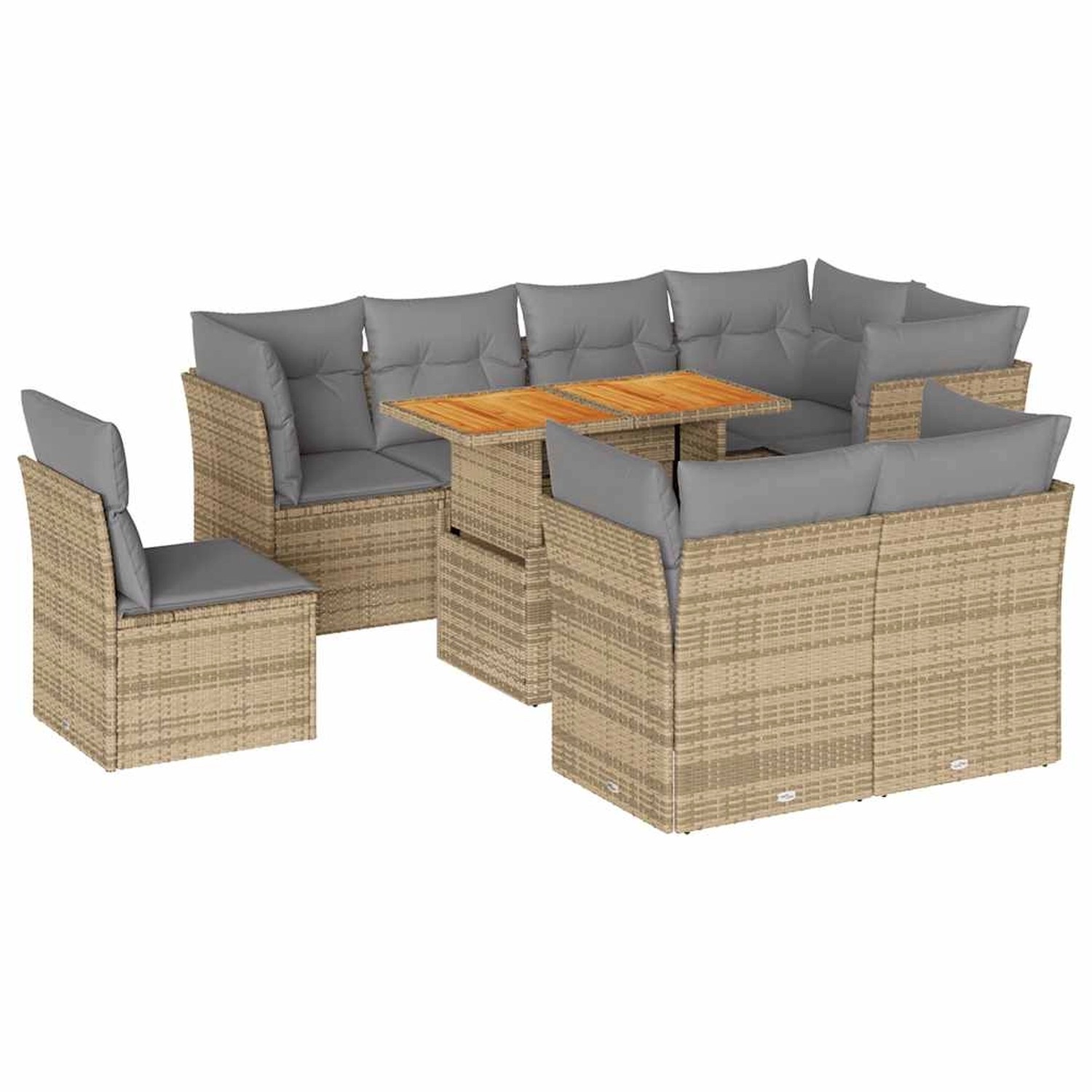vidaXL 9-Tlg Garten-Sofagarnitur mit Kissen Beige Poly Rattan 3326943 günstig online kaufen