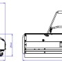 Technische Zeichnung der Zipper Kehrmaschine ZI-KM1000 mit Schneeschild und Staubbeutel.