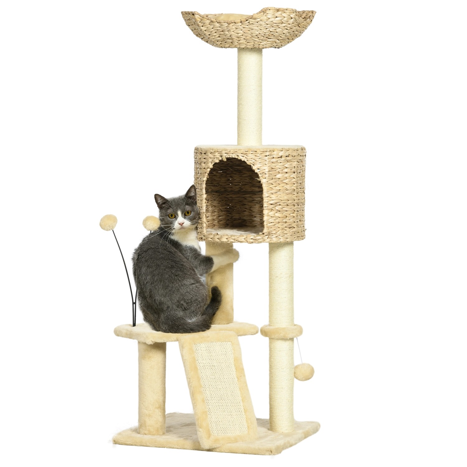 PawHut Kratzbaum Kratzstamm, Katzenkratzbaum mit Katzenbett, günstig online kaufen