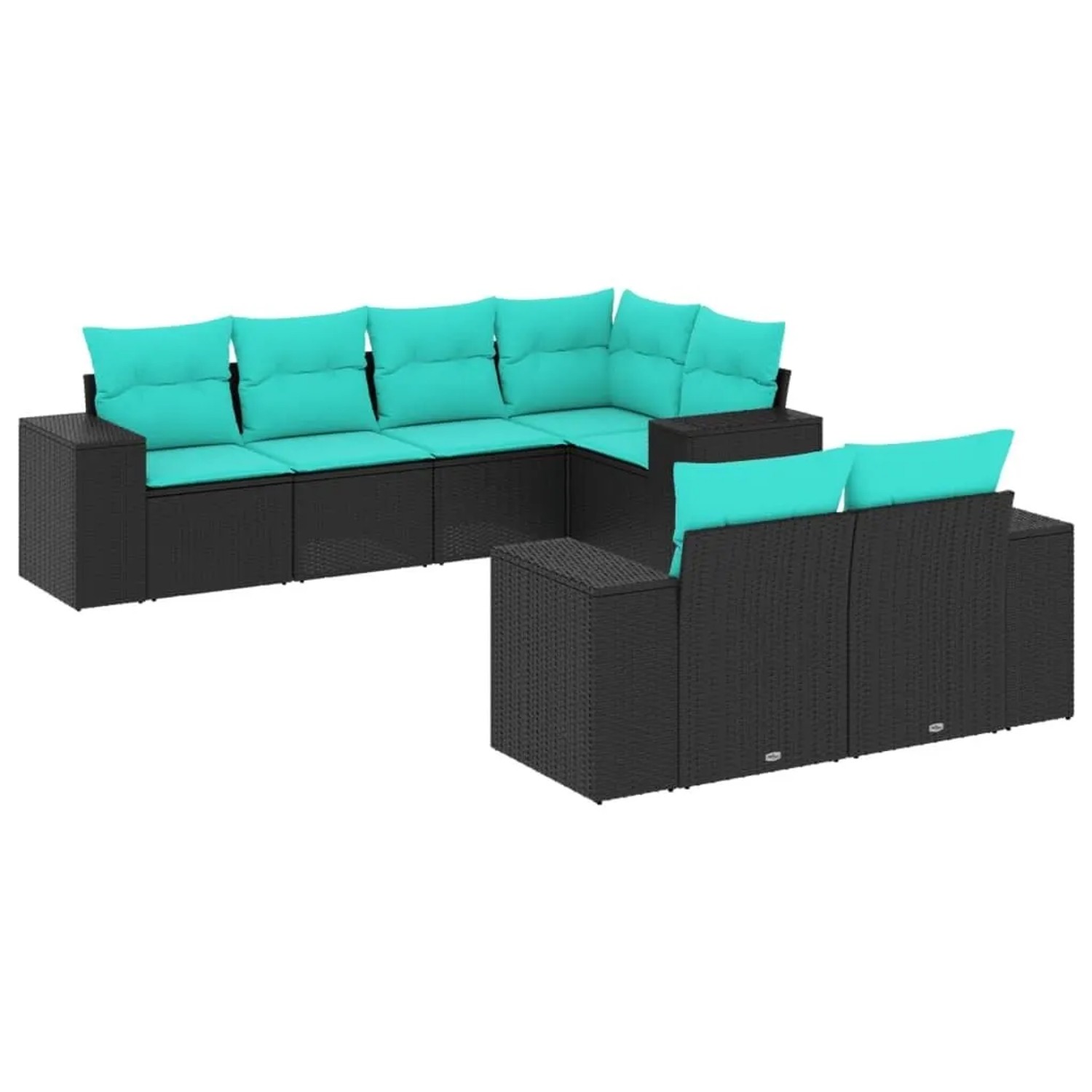 vidaXL 7-Tlg Gartensofa-Set mit Kissen Schwarz Polyrattan 3222806 günstig online kaufen