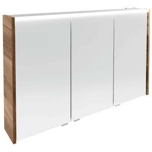 Fackelmann LED-Spiegelschrank Verona, 110 cm breit, 3-türig, Nussbaum Dekor.