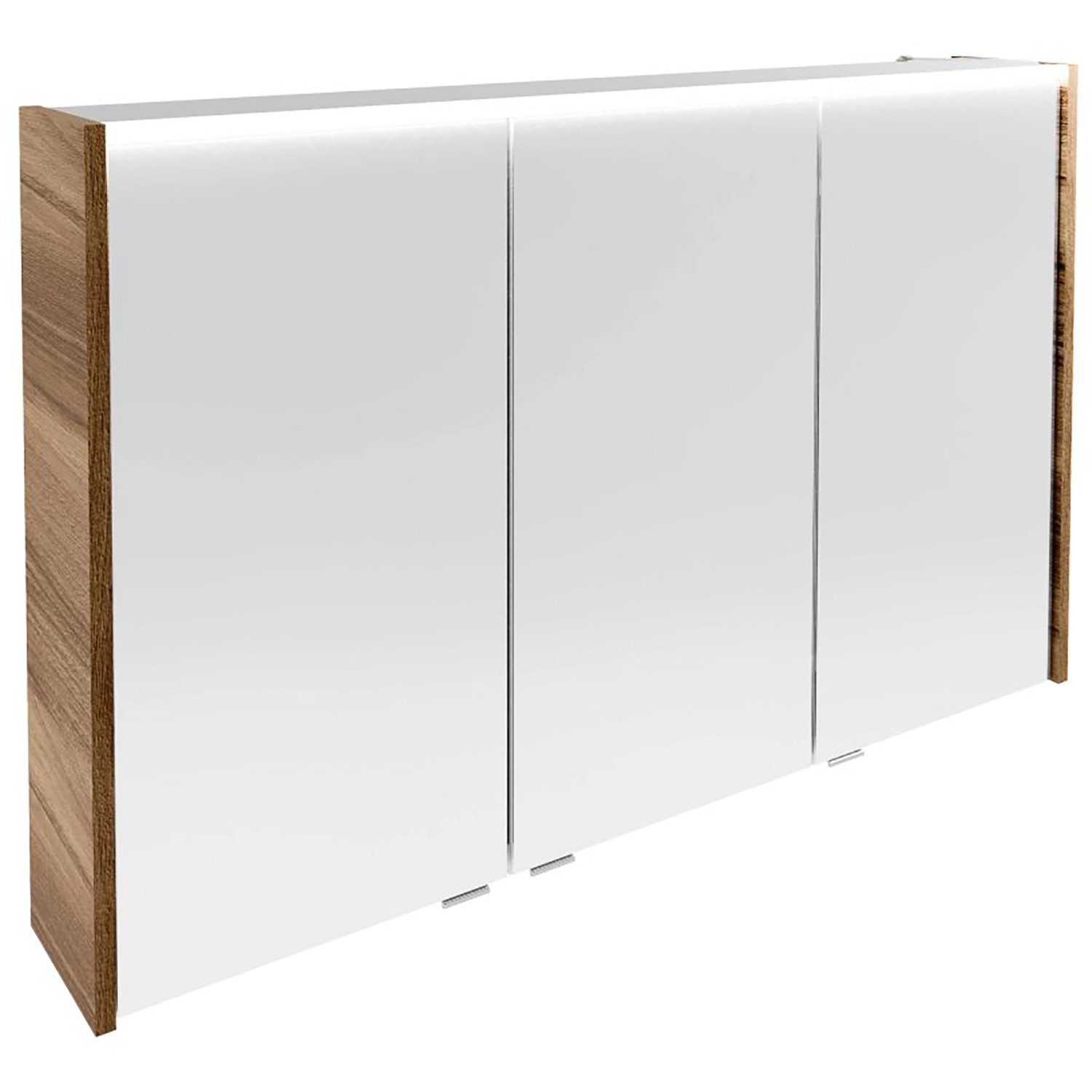 Fackelmann LED-Spiegelschrank Verona 110 cm 3 Türen Weiß Glanz günstig online kaufen