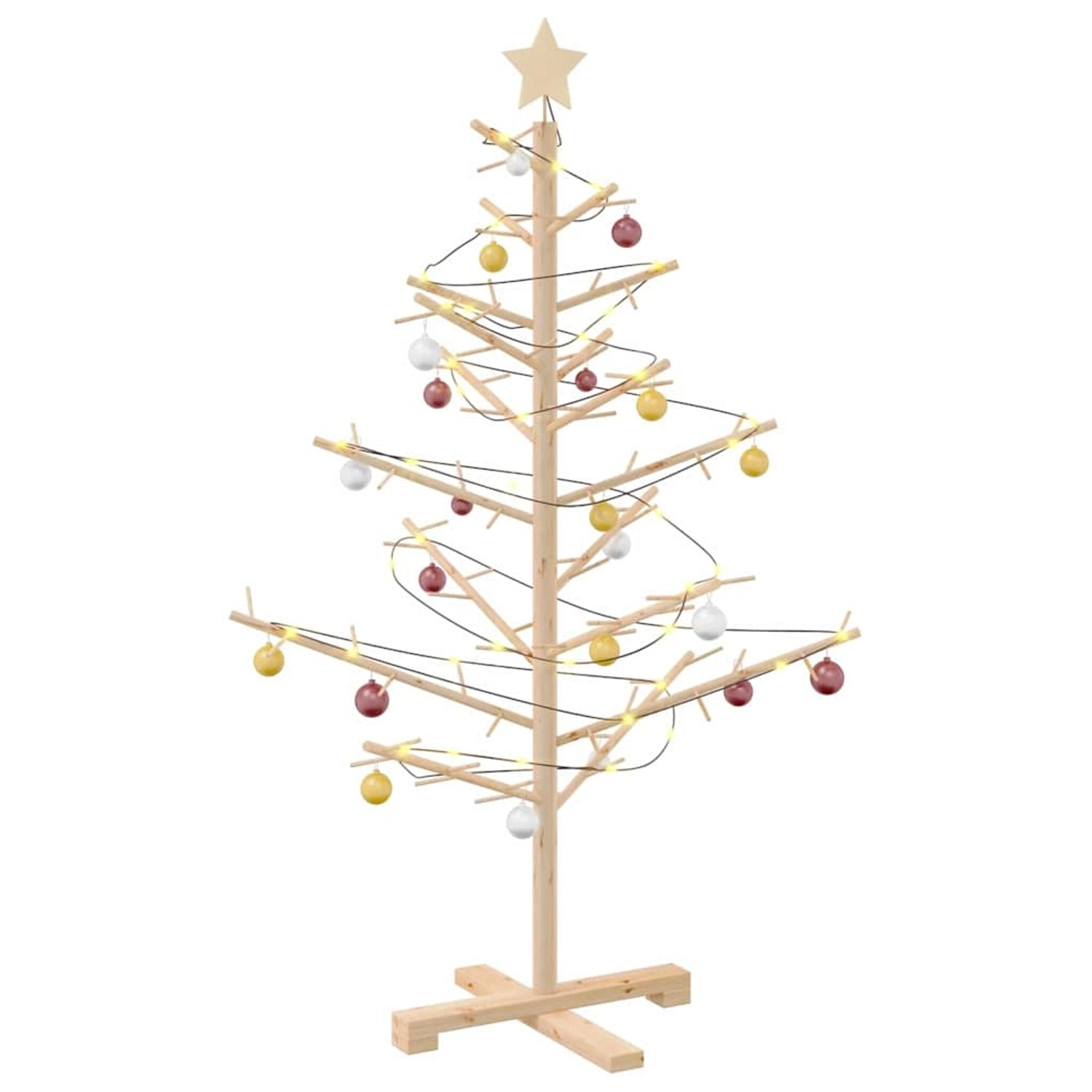 vidaXL Holz Weihnachtsbaum mit Ständer Natur 125 cm Massivholz Kiefer 42018055