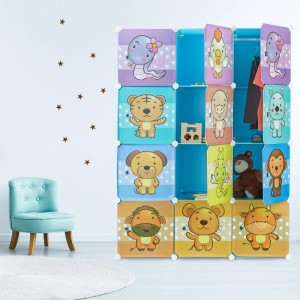 Relaxdays Steckregal Kinderzimmer Kunststoff Blau Stecksystem 145 cm x 110,5 cm x 46,5 cm
