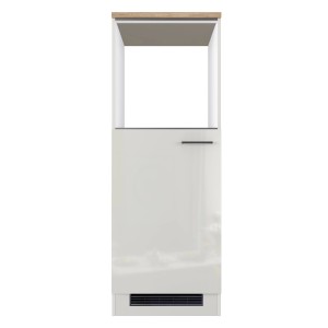 Flex-Well Exclusiv Demi-Geräteschrank Lund, 60 cm, lichtgrau glänzend, für Einbaugeräte.