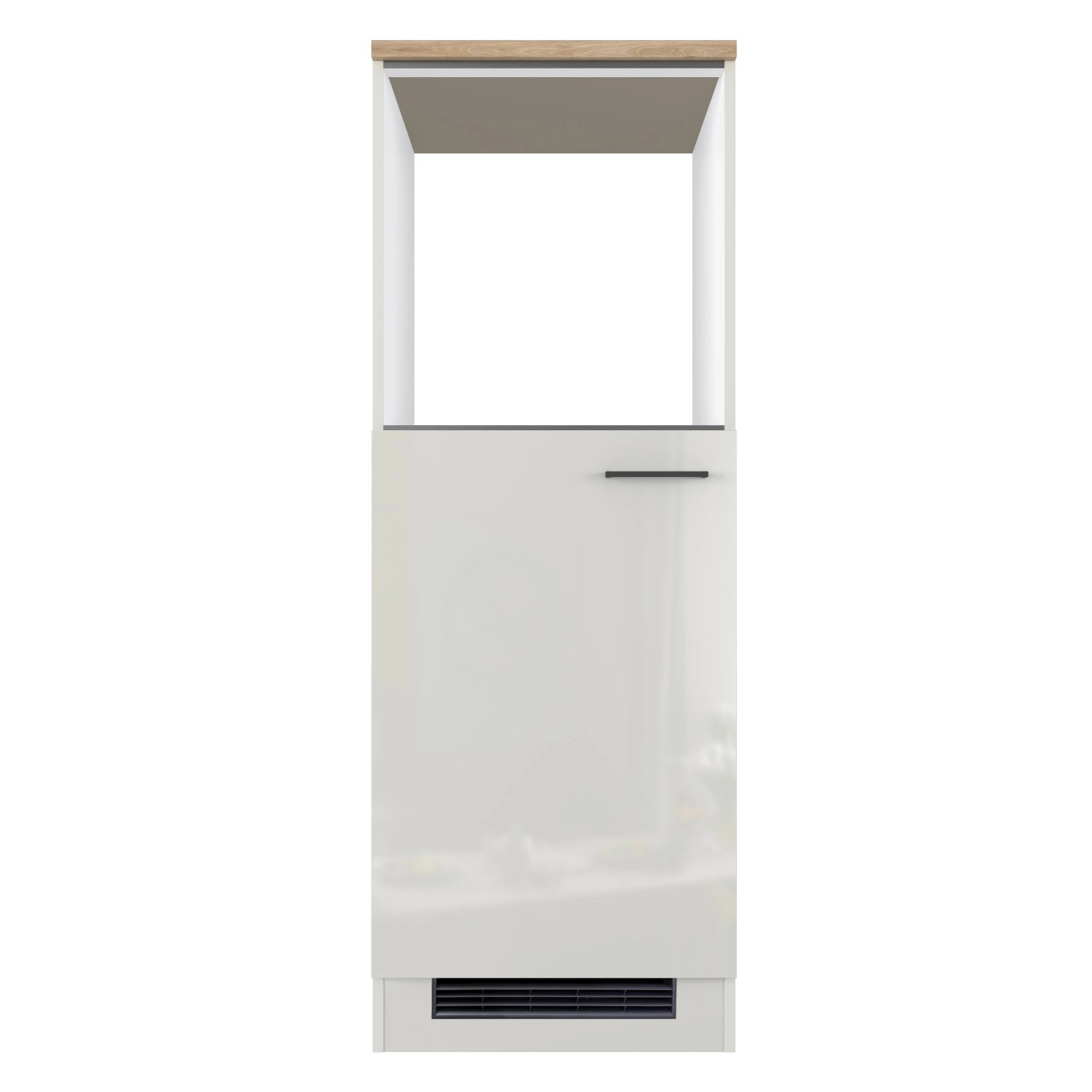 Flex-Well Exclusiv Demi-Geräteschrank Lund, 60 cm, lichtgrau glänzend, für Einbaugeräte.