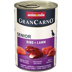 Gran Carno Senior Hundenassfutter mit Rind & Lamm, 400g Dose.