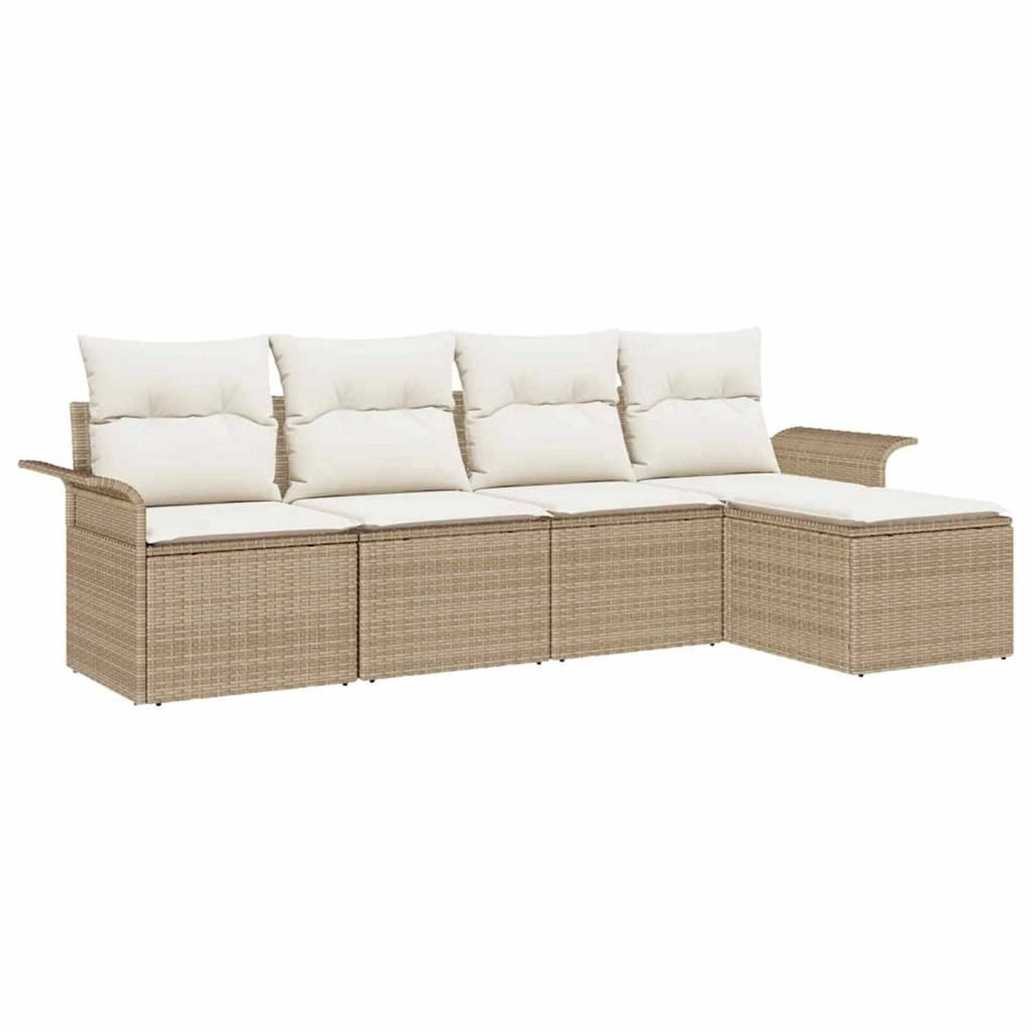 vidaXL Garten-Sofa-Set mit Kissen 5-Tlg Beige Poly Rattan 3345321 günstig online kaufen