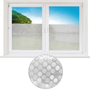 Fenster mit ProHome Fensterfolie Tape 60x150 cm Punkte als Sichtschutz.