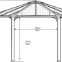 Skizze des Palram Canopia Monaco Pavillons in Anthrazit mit Maßangaben.