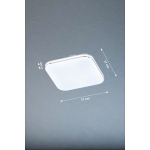 Weiße LED-Deckenleuchte Porto von Fischer & Honsel, quadratisch, 17x17 cm, mit Chromrand. Modern und energiesparend.