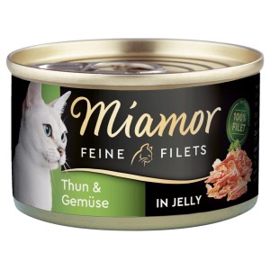 Miamor Katzen-Nassfutter, feine Filets Thunfisch und Gemüse in Jelly, 100g Dose.