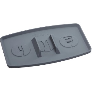 Enders Grillbesteck-Ablage aus Silikon, grau, mit Besteck-Symbolen.