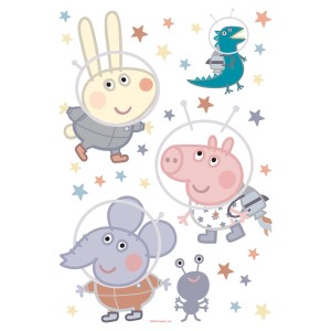 Sanders & Sanders Wandtattoo Peppa Wutz als Astronauten mit Sternen, multicolor.