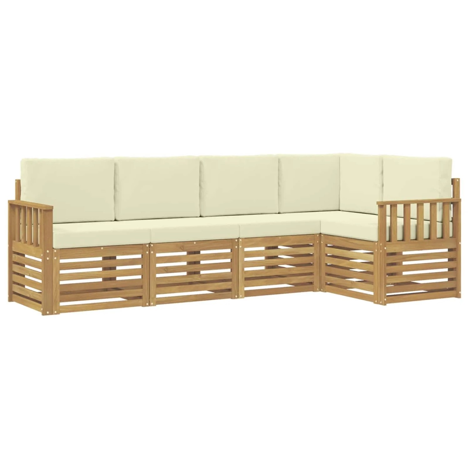 vidaXL Outdoor-Sofagarnitur 5-Tlg Weiß und Creme 247 x 128,5 x 73 cm 3391825