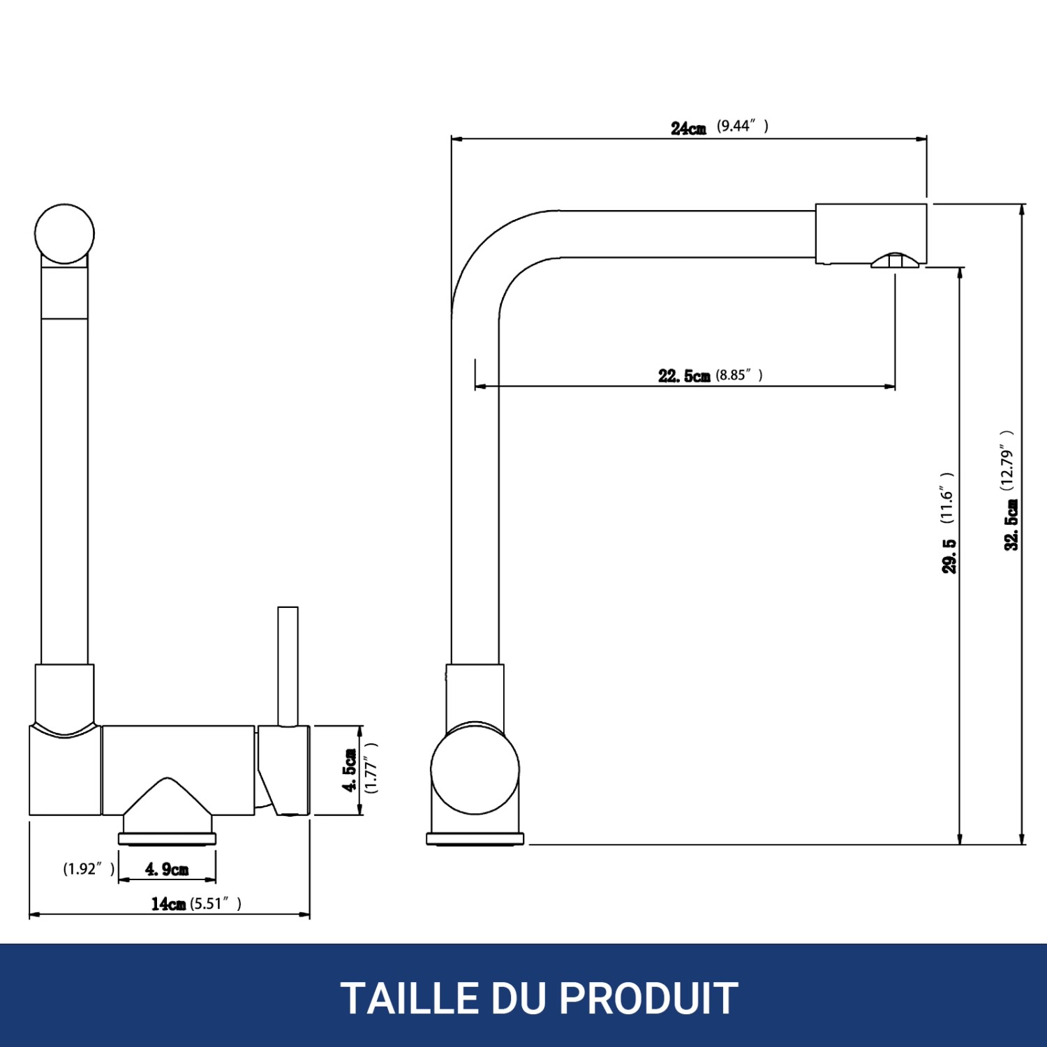 AICA Wasserhahn Faltbare 360° Drehbare Schwarz Küchenarmatur 304 Edelstahl Hochdruckfest Mischbatterie Spültischarmatur_2