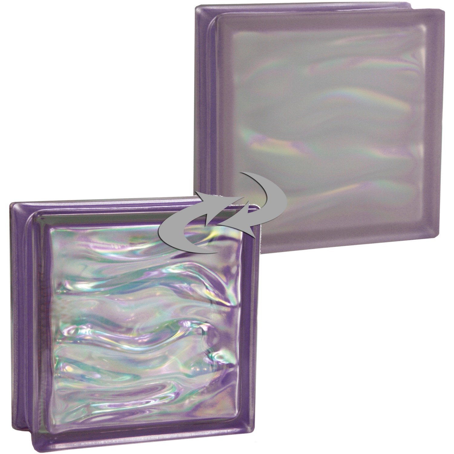 BM Glasstein Aqua Perlmutt Violett 1-Seitig Satiniert 19 cm x 19 cm x 8 cm