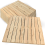 DELUKE Holzfliese Kiefernholz 95x95cm Fliese Geriffelt Terrassenfliese Holz Quadratisch Terrassendiele mit Unterkonstruktion Balkon Bodenfliese