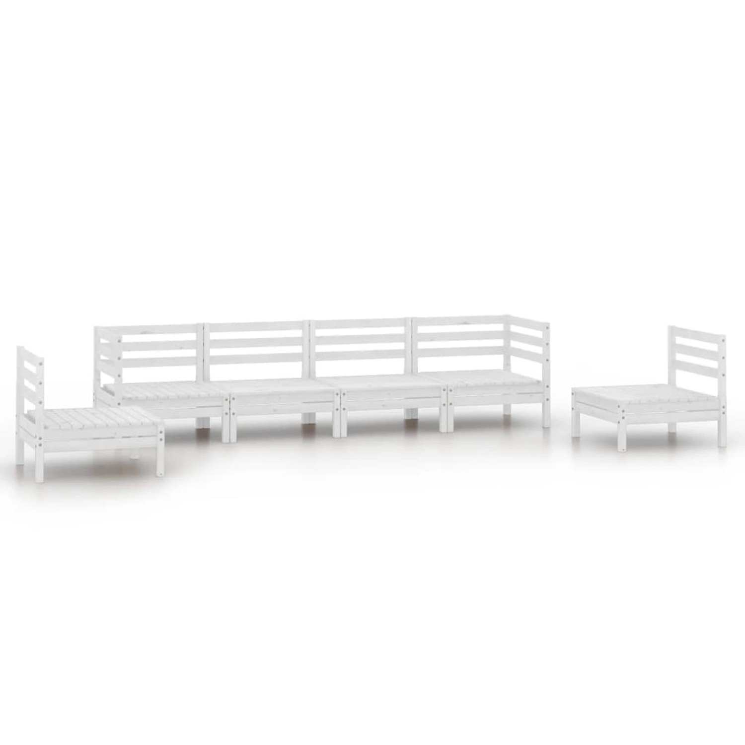 vidaXL 6-Tlg Garten-Lounge-Set Weiß Kiefer Massivholz 3082543