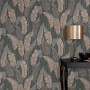 Erismann Vliestapete Melissa Arwen Anthrazit mit Blattmuster, Dekorative Tapete.