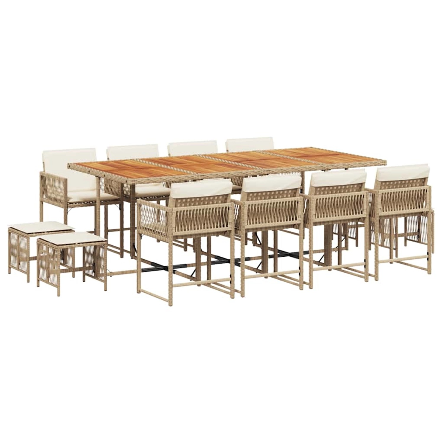 vidaXL 13-Tlg Garten-Essgruppe mit Kissen Beige Poly Rattan 3211528 günstig online kaufen