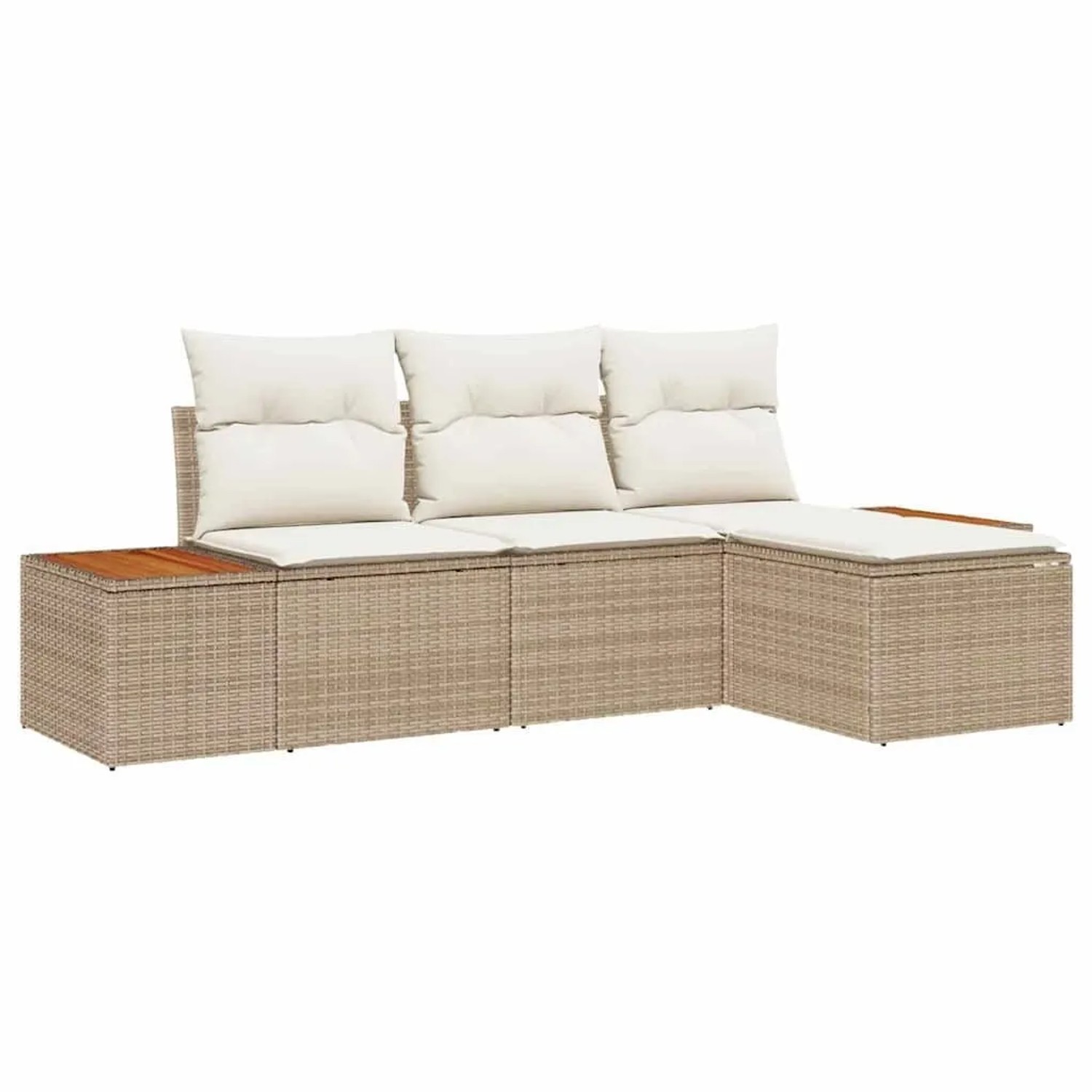 vidaXL Gartensofa-set mit Kissen 4-Tlg Beige und Creme Poly-Rattan 3356731 günstig online kaufen