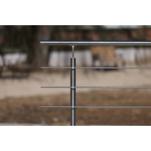 Edelstahl Geländerset mit waagerechten Rundstäben für seitliche Montage, 100x150 cm.