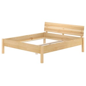Metallfreies Holzbett aus Esche, 160x200 cm, mit Lattenrost und Kopfteil. Bettgestell aus Massivholz.