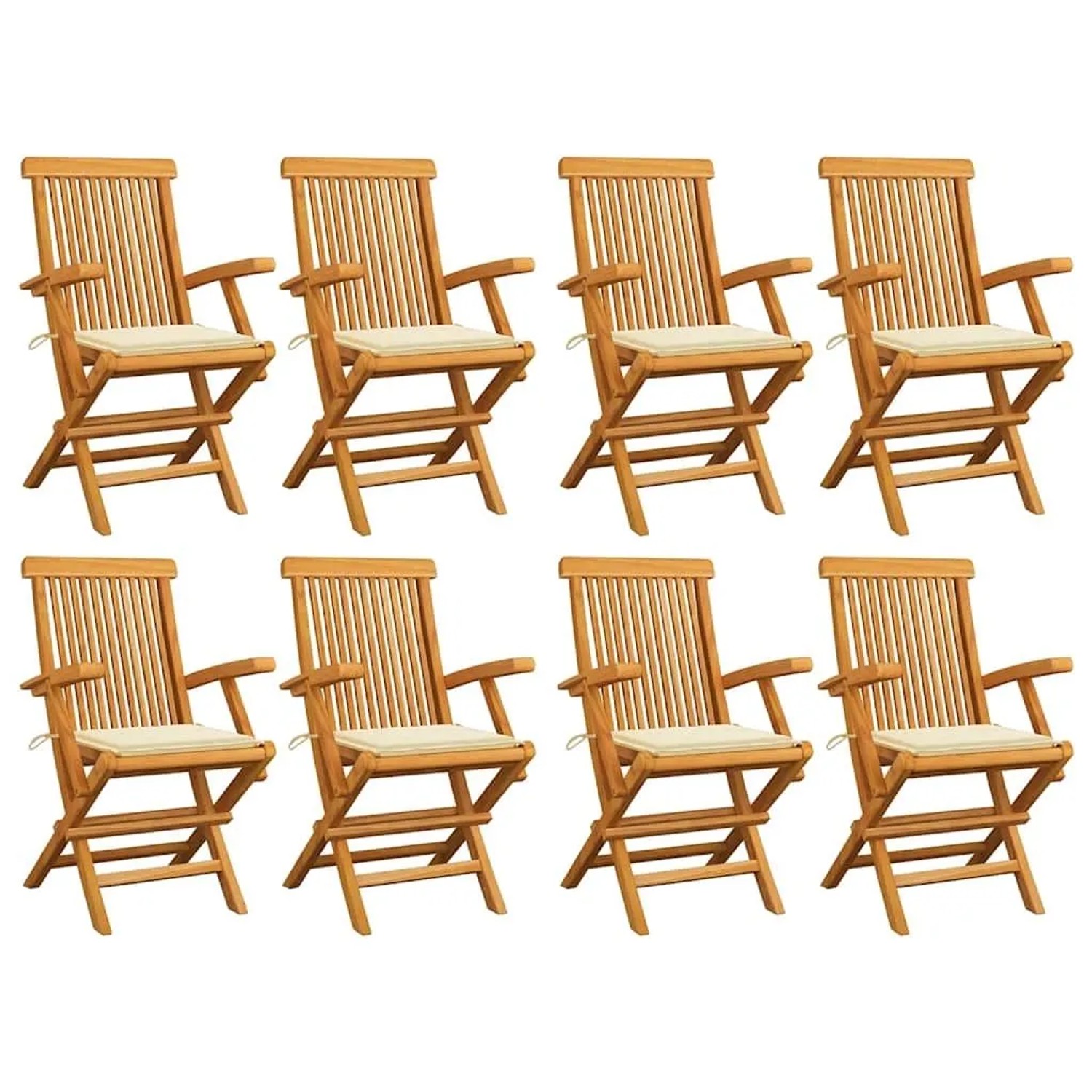 vidaXL Gartenstühle mit Creme Kissen 8 Stk Massivholz Teak 3072891 günstig online kaufen