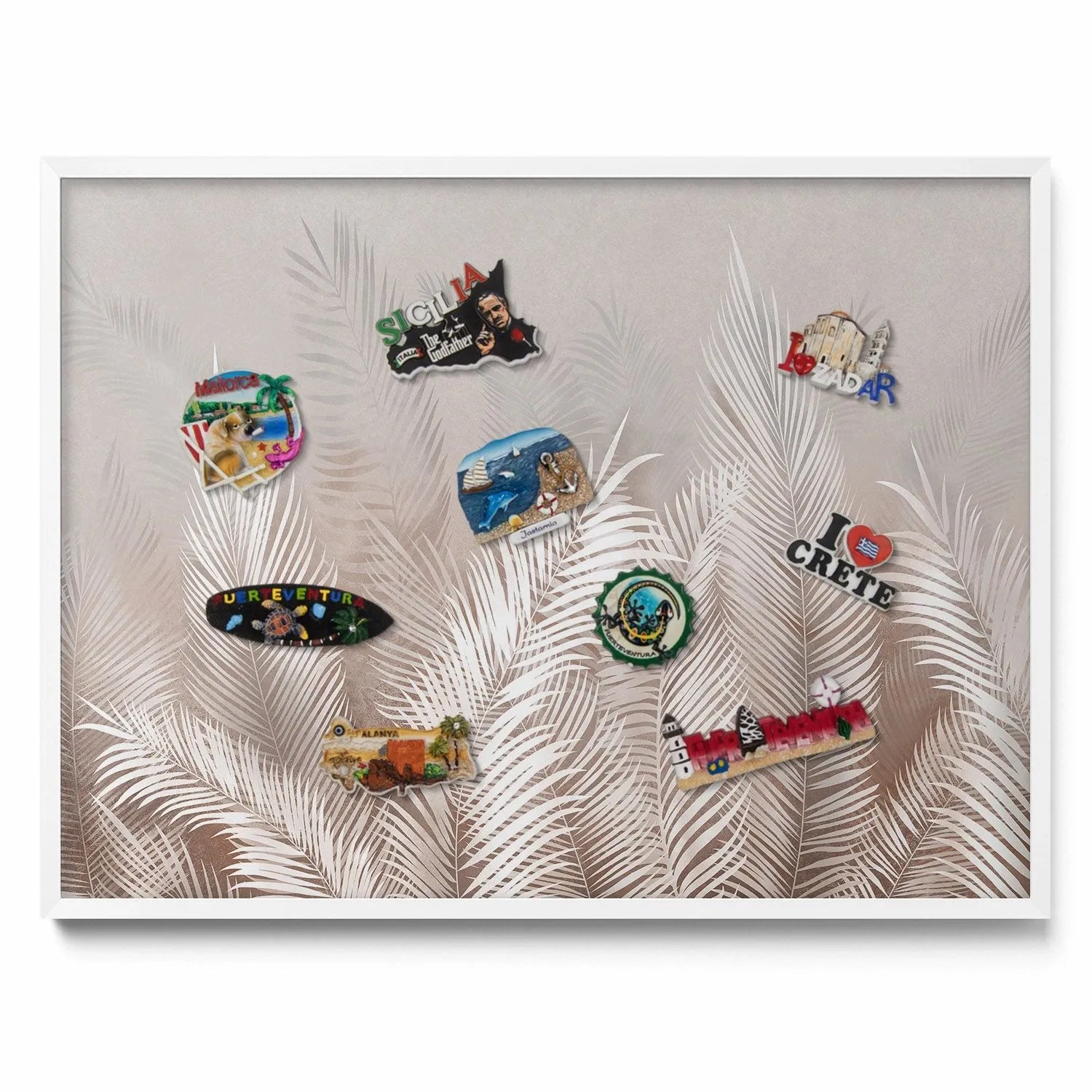 Tulup Magnettafel Metall Magnettafel Gerahmt Natürliche BohoBlätter 80x60 c günstig online kaufen