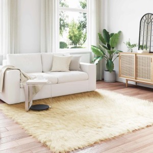 vidaXL Kunstschaffell Teppich Tafalla Creme 240 x 240 cm Polyester 42021512