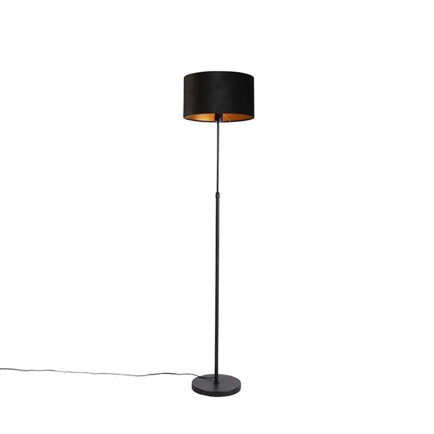 QAZQA Stehleuchte Schwarz mit Veloursschirm Schwarz mit Gold 35 cm Parte