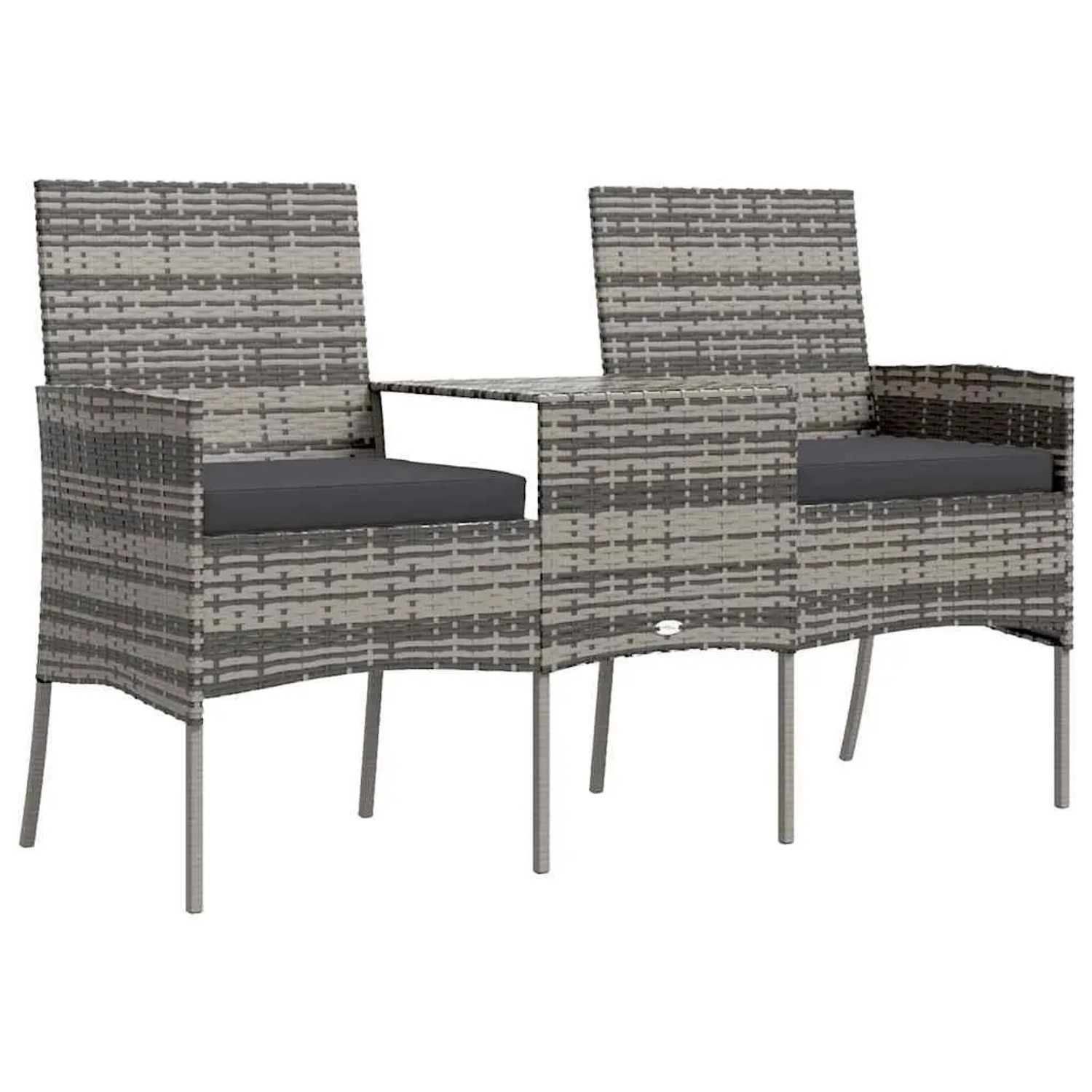 Thumbnail - vidaXL 2-Sitzer-Gartensofa mit Teetisch Poly Rattan Anthrazit 317624