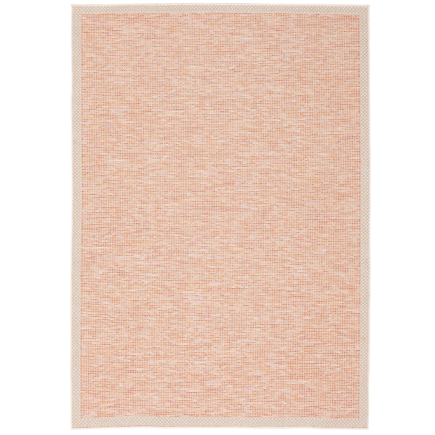 Terrakottafarbener Teppich Ottawa mit Bordüre, geeignet für Innen- und Außenbereiche, 140x200cm.